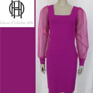NWT House of Harlow 1960 fushia dress in size S.